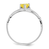 14k White Gold CZ November Birthstone Claddagh Heart Ring
